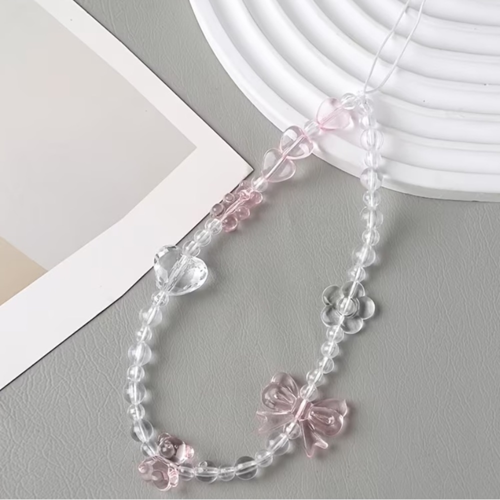 Clear and Pink Beaded Necklace